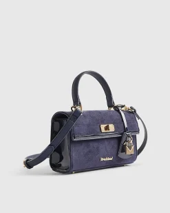 Navy Lock Front Tote Bag