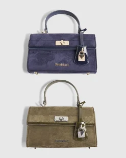 Navy Lock Front Tote Bag
