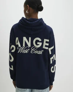 Navy Los Angeles Back Print Hoodie