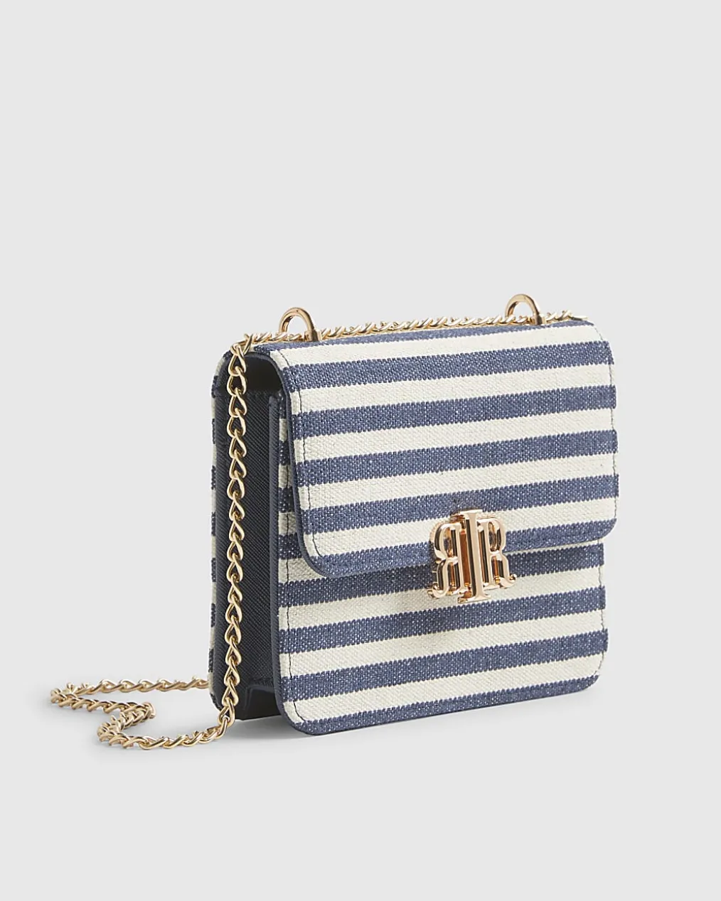 Navy Mini Stripe Satchel Purse