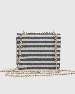 Navy Mini Stripe Satchel Purse
