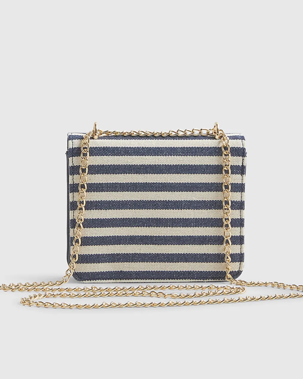 Navy Mini Stripe Satchel Purse