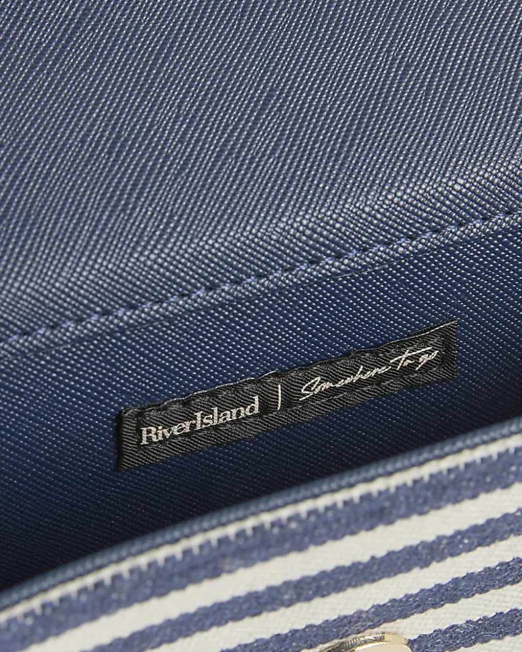 Navy Mini Stripe Satchel Purse