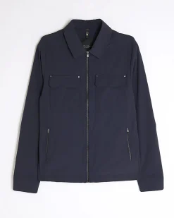 Navy Muscle Fit Shacket