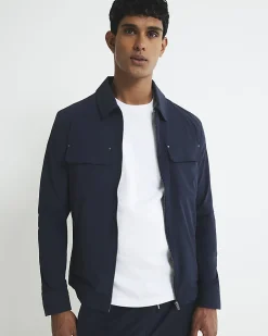 Navy Muscle Fit Shacket