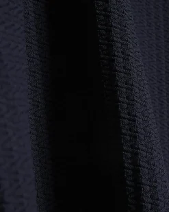 Navy Muscle Fit Zig Zag Textured T-Shirt