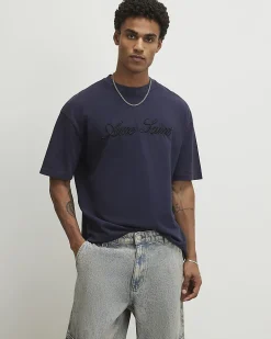 Navy Oversized Cotton Ame Saint Pique T-Shirt