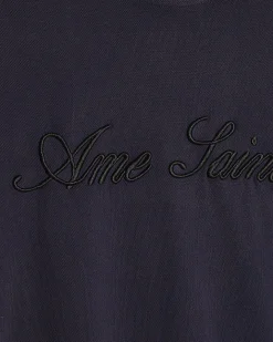 Navy Oversized Cotton Ame Saint Pique T-Shirt