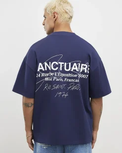 Navy Oversized Cotton Sanctuaire T-Shirt