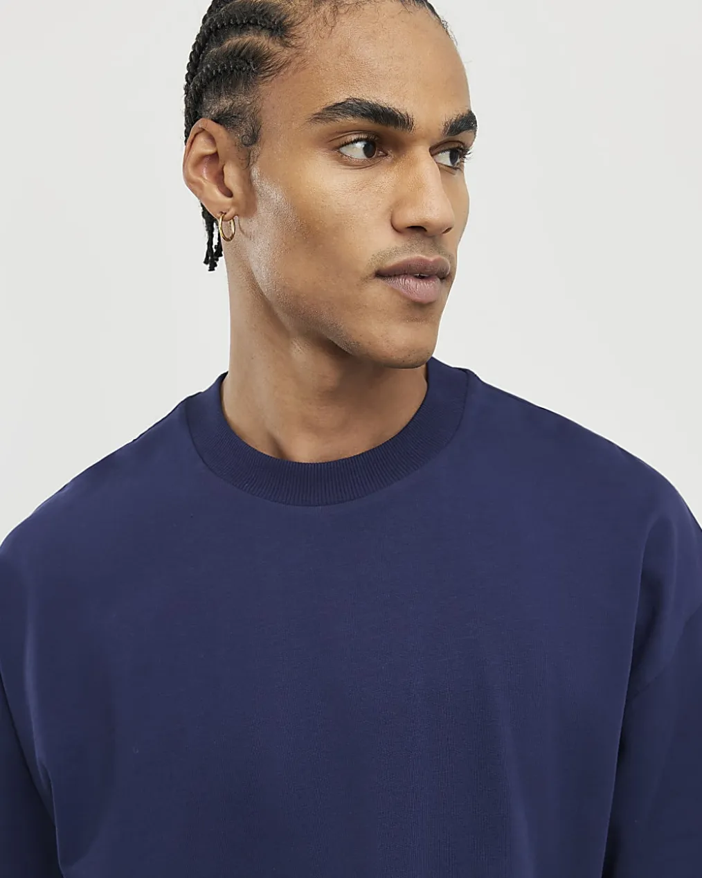 Navy Oversized Fit Crew Neck T- Shirt