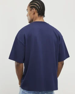 Navy Oversized Fit Crew Neck T- Shirt
