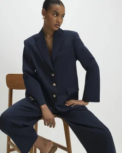Navy Oversized Long Sleeve Blazer