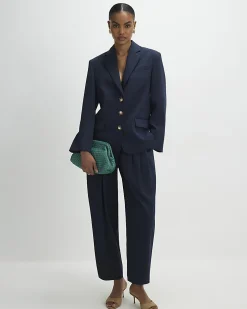 Navy Oversized Long Sleeve Blazer