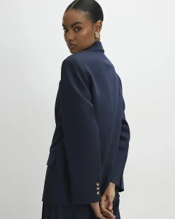 Navy Oversized Long Sleeve Blazer