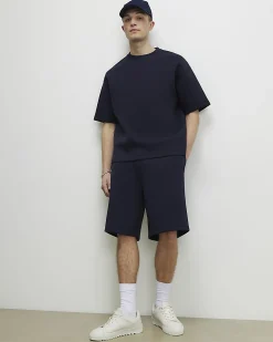 Navy Oversized Premium Cotton Blend T-Shirt