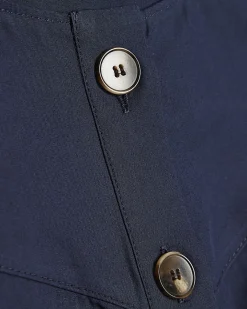 Navy Petite Cotton Poplin Waistcoat Top