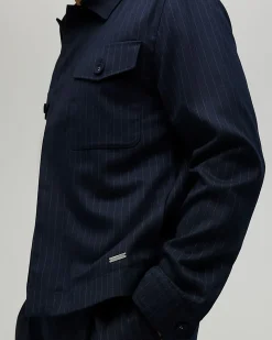 Navy Pinstripe Blazer Jacket
