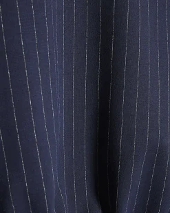 Navy Pinstripe Tie Side Bubble Hem Top