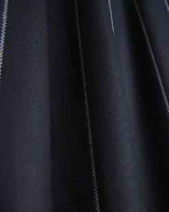 Navy pinstripe wide leg trousers