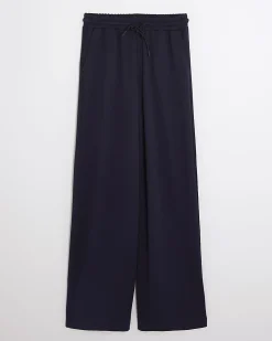 Navy Premium High Waisted Wide Leg Joggers