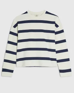 Navy Premium Striped Long Sleeve Top
