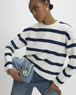 Navy Premium Striped Long Sleeve Top