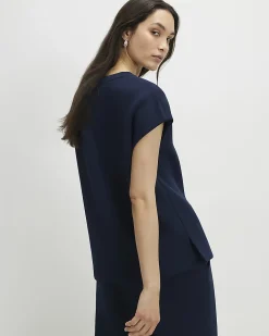 Navy Premium Twill Short Sleeve Top
