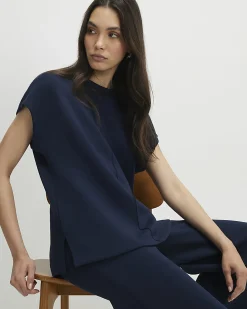 Navy Premium Twill Short Sleeve Top