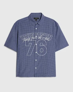 Navy Regular Fit 76 Check Cotton Blend Shirt