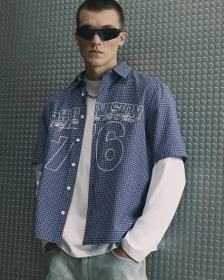 Navy Regular Fit 76 Check Cotton Blend Shirt