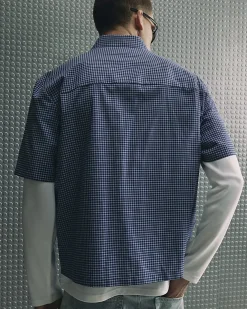 Navy Regular Fit 76 Check Cotton Blend Shirt