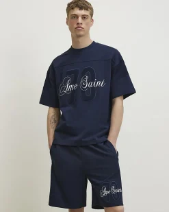 Navy Regular Fit Ame Saint Stripe Shorts