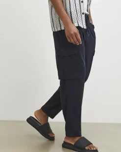 Navy Regular Fit Cargo Trousers