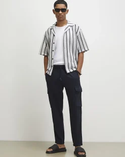 Navy Regular Fit Cargo Trousers