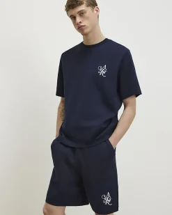 Navy Regular Fit Cotton Knitted T-Shirt