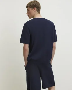 Navy Regular Fit Cotton Knitted T-Shirt