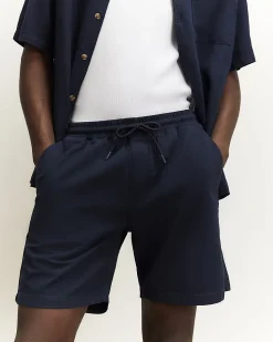 Navy Regular Fit Cross Hatch Shorts