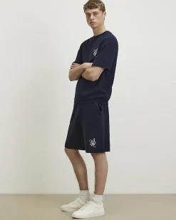 Navy Regular Fit Knitted Shorts