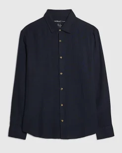 Navy Regular Fit Linen Blend Shirt