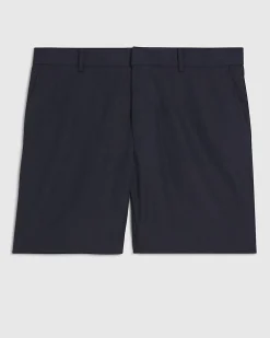 Navy Regular Fit Linen Blend Shorts