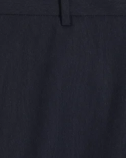 Navy Regular Fit Linen Blend Shorts