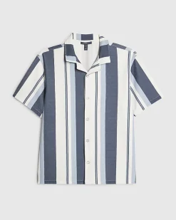 Navy Regular Fit Striped Shirt