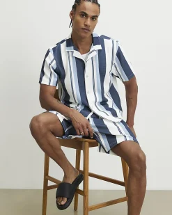 Navy Regular Fit Striped Shirt
