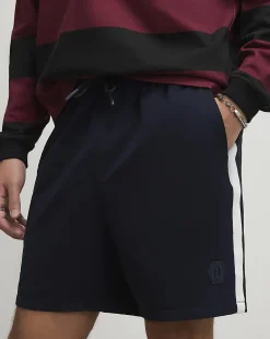 Navy Regular Fit Taped Shorts