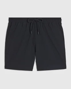 Navy Regular Fit Textured Shorts