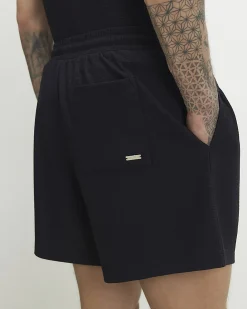 Navy Regular Fit Textured Short Length Shorts