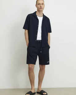 Navy Regular Fit Textured Shirt