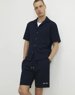 Navy Regular Fit Textured Shirt