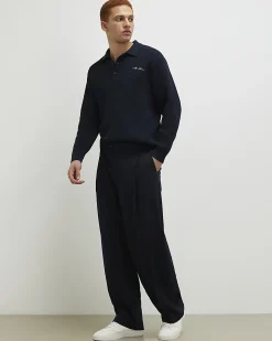 Navy Regular Fit Waffle Knit Jumper