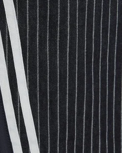 Navy Relaxed Straight Leg Stripe Hybrid Jeans